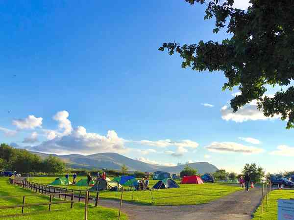 Electric optional grass tent pitch