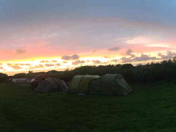 Non-electric grass tent pitch