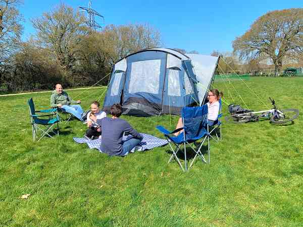 Non-electric grass tent pitch