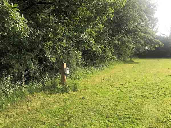 Electric grass tent pitch