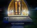 My cabin at night.