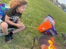 Camp fire with marshmellows