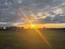 View of camping field at sunset