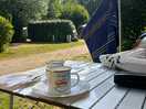 Morning coffee in the sunshine.