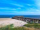 Golspie harbour and beach.