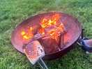 Toasted marshmallows on the camp fire.