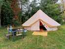Outside bell tent with seating