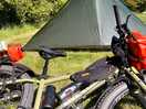 Tents pitched, sun trap 🌞