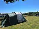 View from our tent with the picnic bench