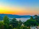 Sunset over the lake from bracciano
