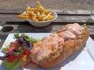 Lunch at the local pub. prawn cocktail baguette