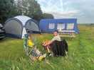 Gazebo and tent set up on electric pitch