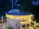 Log fired hot tub