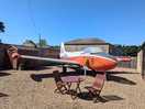 A plane in the court yard