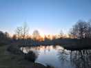 Sunset over the fishing lake