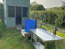 Washing up area. shed with football and bbq