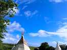 Beautiful view of yurts