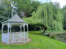 Seating area next to one of the ponds