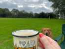 Morning coffee with the pitch to ourselves. ft. dog.