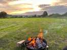 Beautiful sunset by the fire