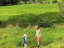Playing in the stream in the croft