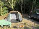 The pitch, this is a 3 man tent and plenty of room for the car.