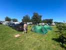 1 pitch spot, 2x 3people tent+car and still space to put up table/picnic blanket and so on.