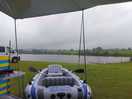 Lots of campers using the lake even though the weather wasn't great