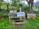 Our lovely, rustic belfast washing up area
