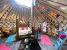 Inside oak yurt