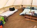 Inside our glamping tent