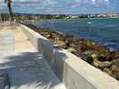 Sea wall outside the site
