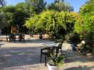 Photo of the seating area near the pool.