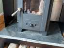 Wood burning fireplace.
