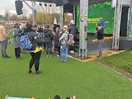 Outdoor stage, animal man visit