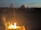 Fire watching the sunset
