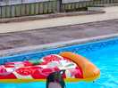 Could not get her out of the pool. lots of fun.