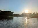 Evening walk on the fishing lake