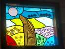 Stained glass window in hut