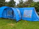 Pitches 9 metre wide, tent with porch 8.5 metre approx