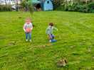 Playing ball games in the spacious area