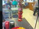Hanging chinese pork kebabs