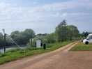 Ketch campsite next to river severn
