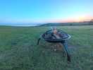 Fire pit at sunset.
