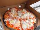 Fabs pizza. gluten free. dairy free cheese. ham. pineapple.