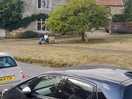 Wife reading on the village green
