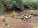 Campfire area well sited in a depression
