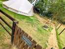 Your own fenced off area, bell tent with double bed and air beds for additional guests.