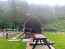 Outside camping pod