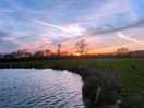 Sunset over the fishing lake